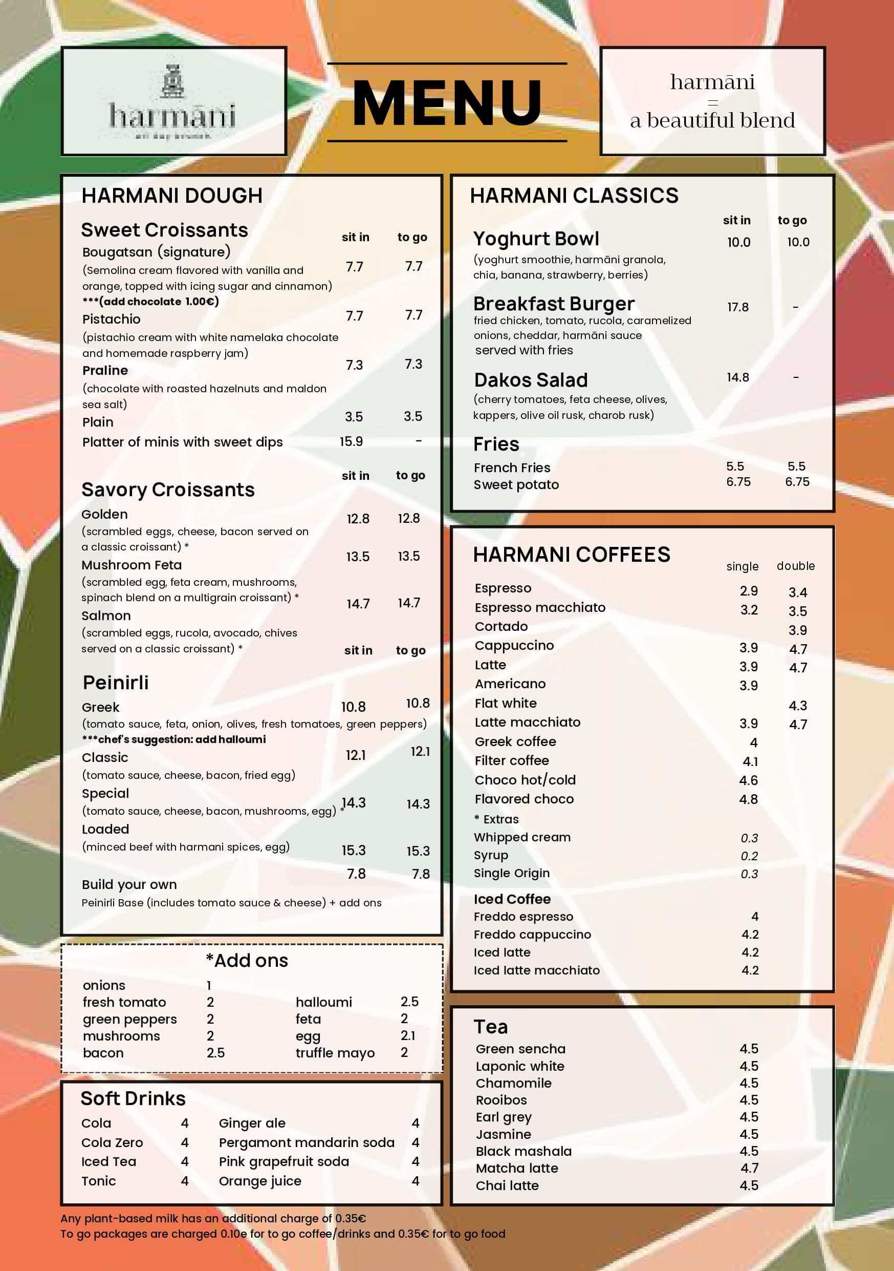 Harmani menu
